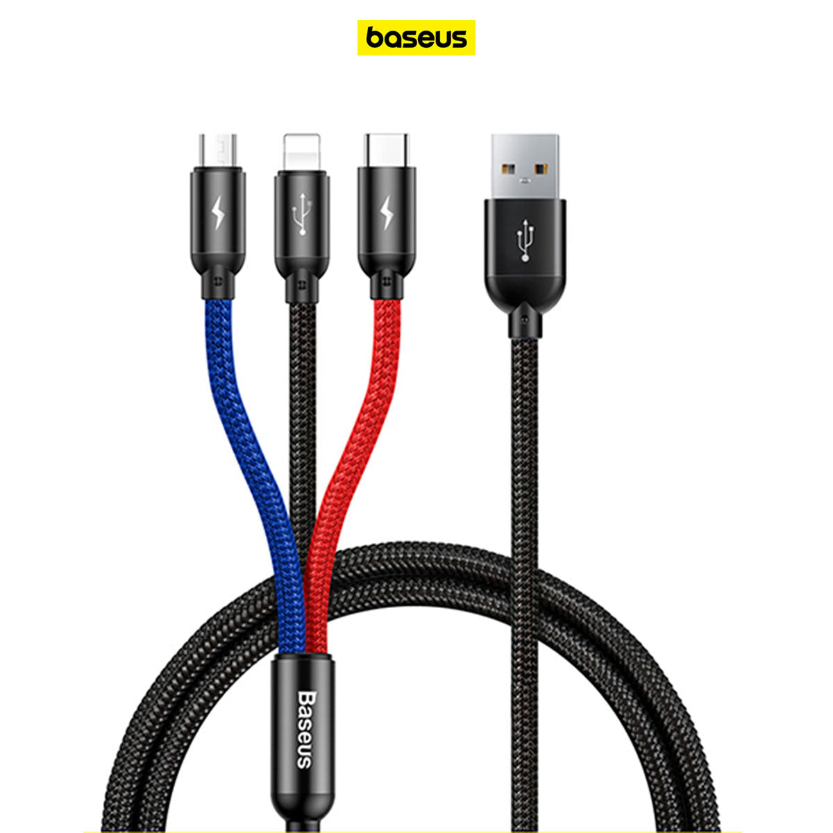BASEUS Three Primary Colors 3-in-1 Cable USB 3.5A 1.2M CAMLT-BSY