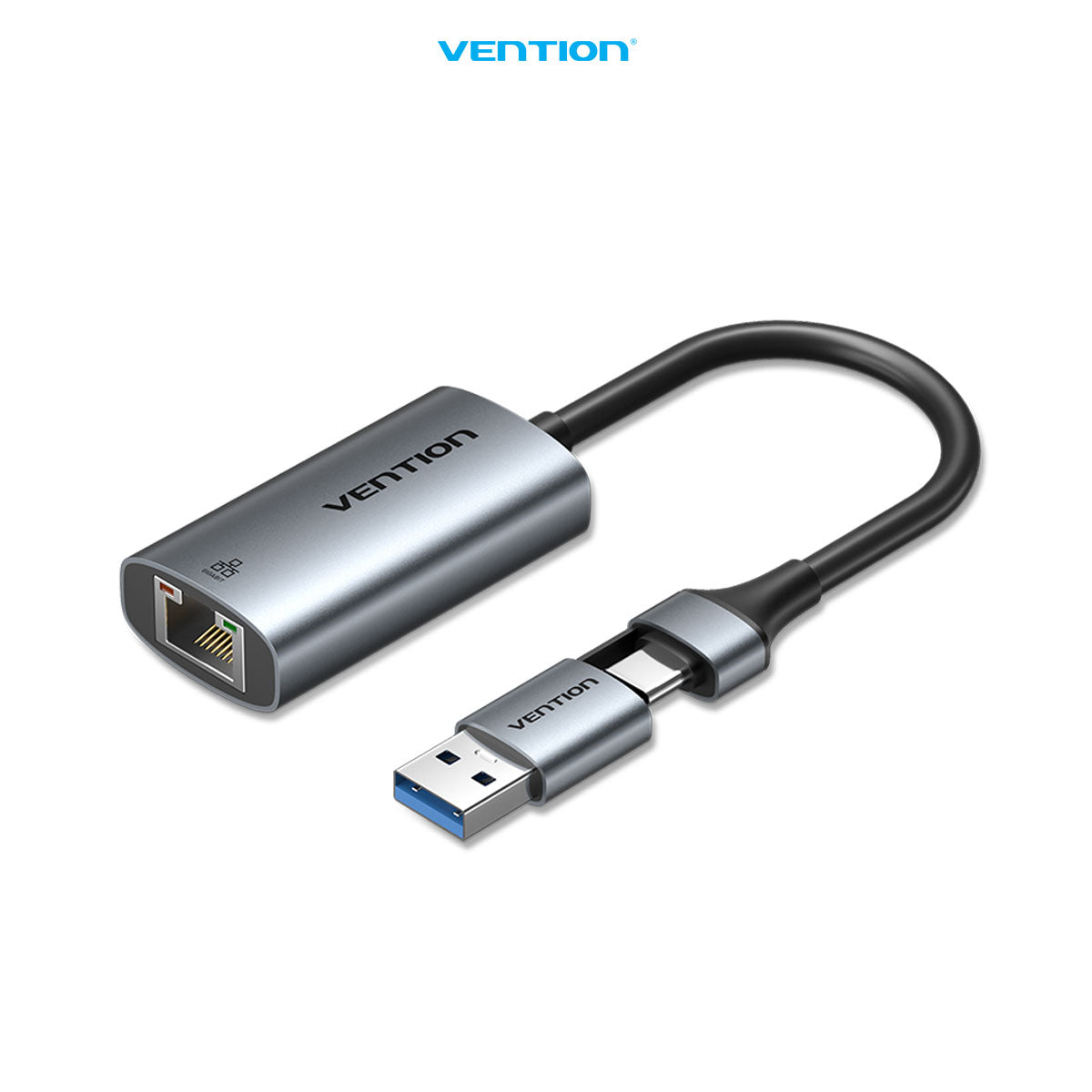 Vention Adapter Converter 2in 1  USB Type A / USB Type C to Gigabit Ethernet Network LAN Cat 6 1000Mbps ABS - CFQ