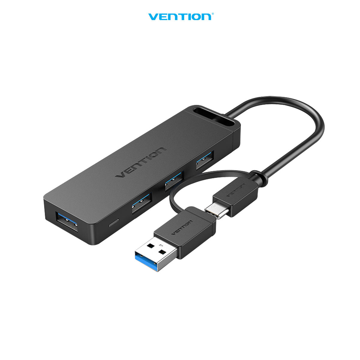 Vention HUB USB 3.0 4 Port Hub with USB Type C 2in1 Interface 0.15M ABS Power Supply - CHT