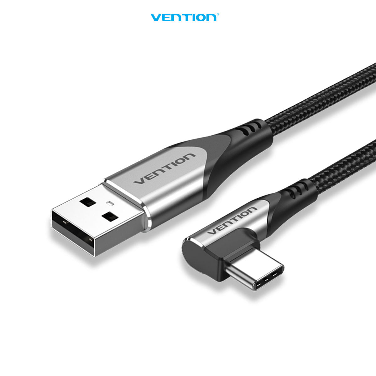 Vention Kabel Data USB Type C to USB 2.0 A Right Angle Cable 1M 2M Braided 3A Fast Charging - COE