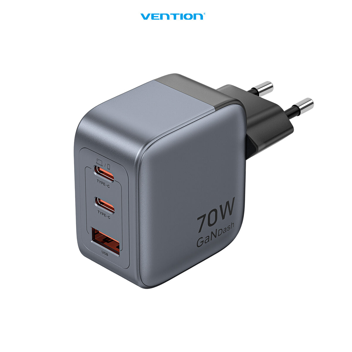 Vention Dash Series Kepala Charger GaN5 3 Port USB (2C+A) 70W Fast Charging - FEX