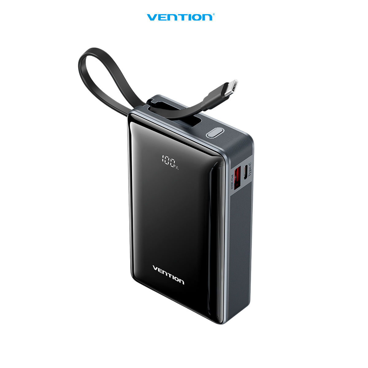 Vention Powerbank Dash Series 20000mAh 65W QC PD PPS LED Built in USB C Cable Fast Charging - FKD
