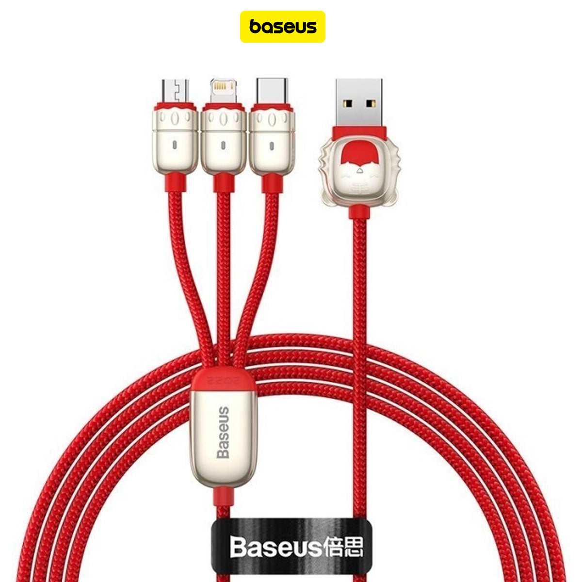 Baseus Year of the Tiger 3in1 Kabel Charger USB A to M L C 3.5A 1.2M