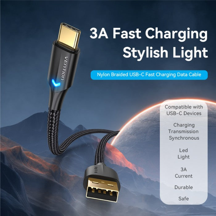 Vention Kabel Data Nylon Braided USB 2.0 A Male to C Male 3A - CTF