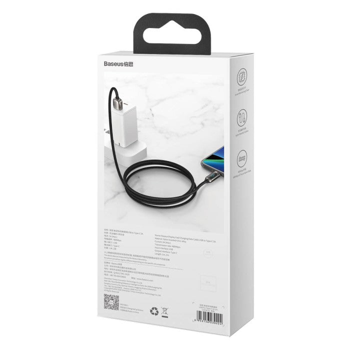 Baseus Display Fast Charging Data Cable USB to Type-C 5A 1m - CATSK