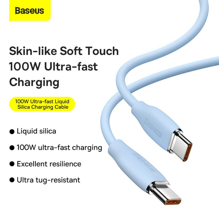 BASEUS Kabel Type-c to Type-c 100w Fast Charging Jelly Silica CAGD