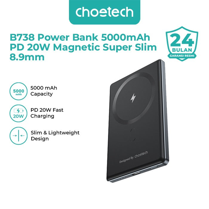 Choetech B738 Power Bank 5000mAh PD 20W Magnetic Super Slim 8.9mm