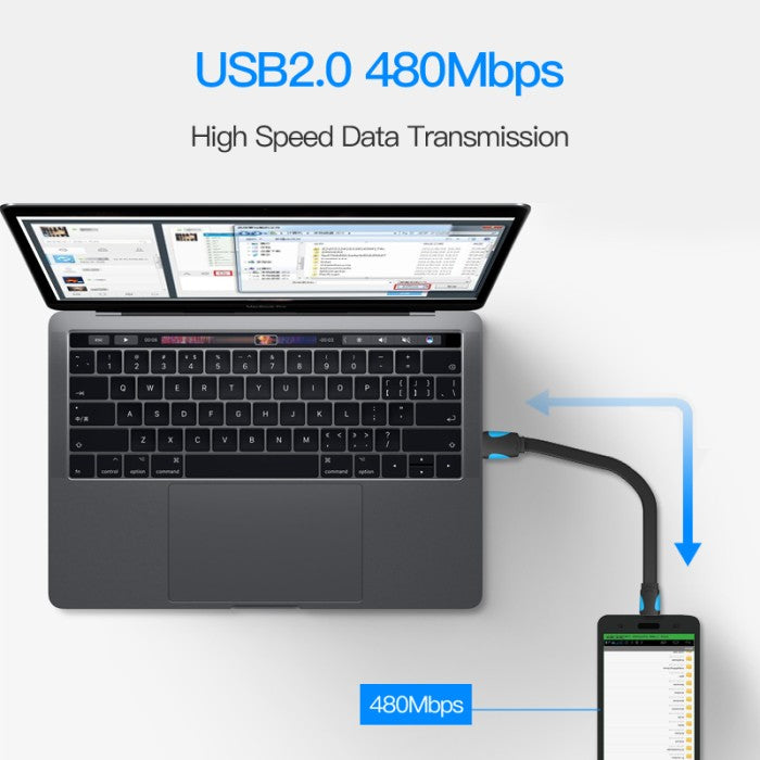 Vention Kabel Charger USB A to Micro Flat 2A Fast Charging - VAS-A08