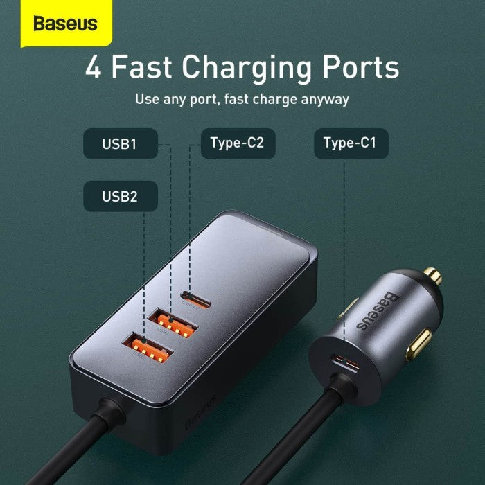 Baseus 4-Port USB Car Charger QC 3.0 PD 3.0 120W - CCBT-A