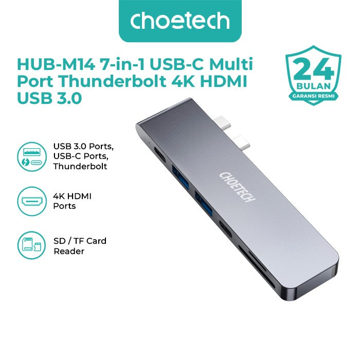 Choetech HUB-M14 HUB Adapter Multi Port 7 in 1 USB-C Thunderbold 4K HDMI USB 3.0