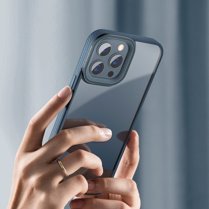 Baseus Crystal Phone Case Hard Case for iPhone 13 Pro with TPU Frame - Biru