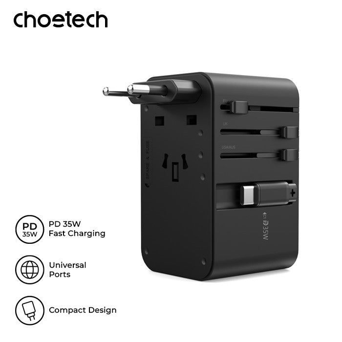 Choetech PD5020 GaN Adaptor Universal Travel Wall Charger PD 35W