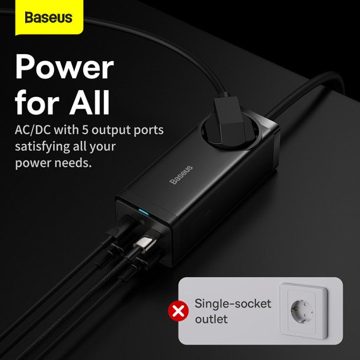 Baseus GaN3 Pro Desktop Powerstrip AC+2U+2C 100W EU Black - PSZM0004