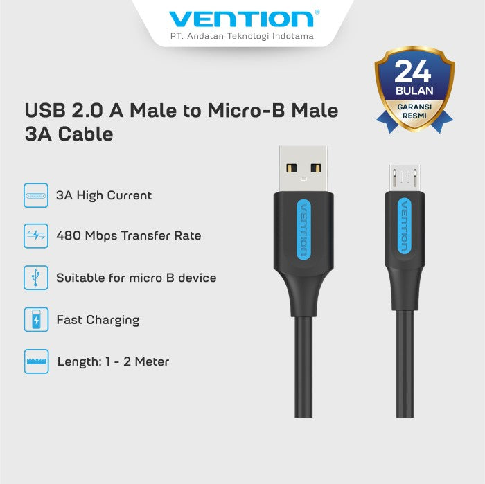 Vention Kabel Charger USB A to Micro 3A Fast Charging - COL