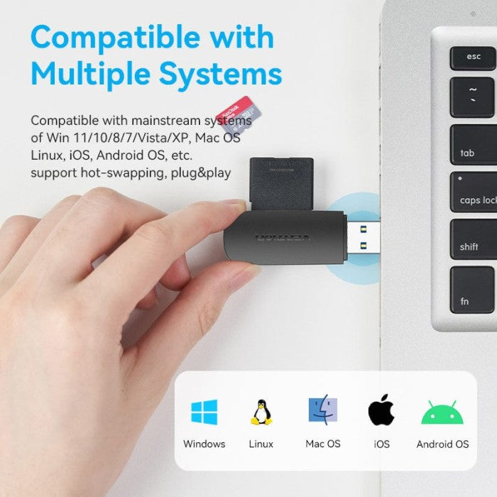 Vention Card Reader 2 in 1 USB 3.0 A SD TF Dual Drive Letter - CLG