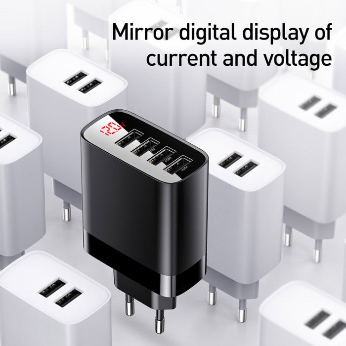 BASEUS Mirror Lake Digital Display 4USB Travel Charger 30W EU CCJMHB-B