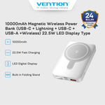 Vention Powerbank Wireless Magnetic Magsafe 10000mAh 22.5W Led Display - FHT