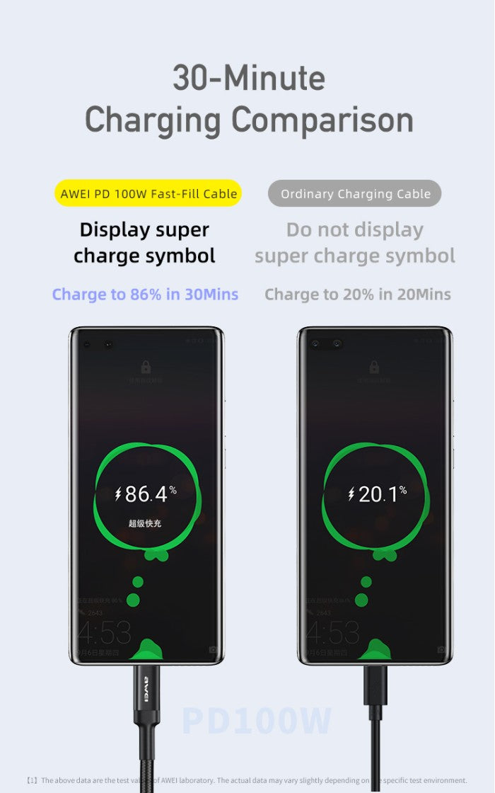 Awei PD 100W Fast Charging Cable CL-117T