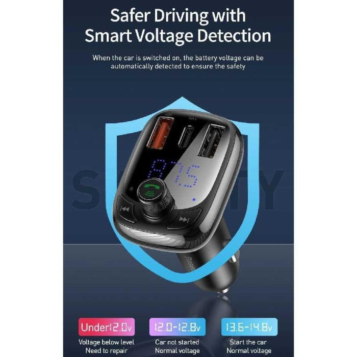 Baseus Car Bluetooth 5.0 FM Transmitter 3 USB + TF Slot - CCTM-B01