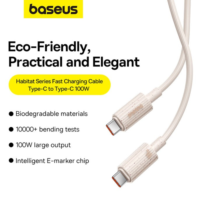 Baseus Kabel Charger Habitat Series Type-C to Type-C Fast Charger 100W 2m