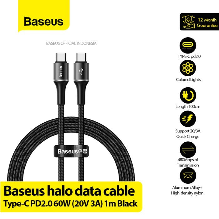 Baseus Halo Kabel Charger Type C to C 1M - CATGH-J