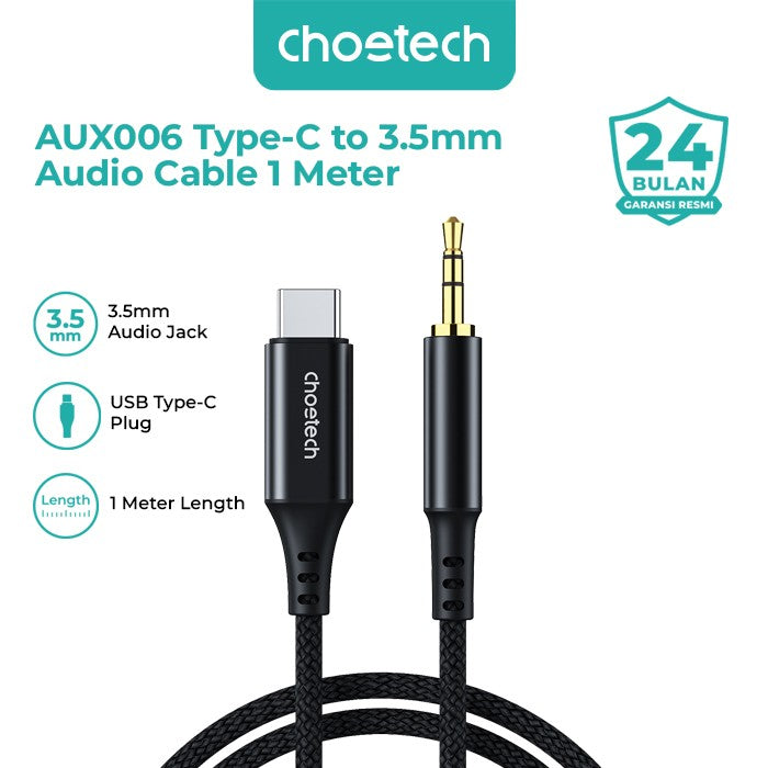 Choetech AUX006 Audio Cable Type C to 3,5mm 1M