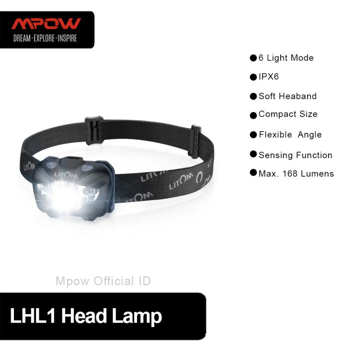 MPOW - Litom LED Headlamp with Body Sensor (Waterproof) LHL1