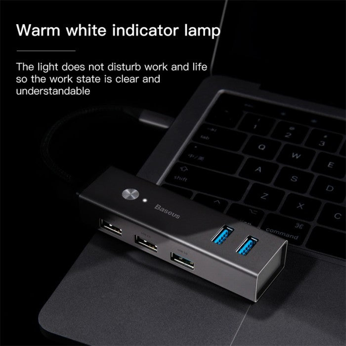 BASEUS Cube Type-C to USB3.0*3+USB2.0*2 HUB Adapter Dark gray CAHUB-D