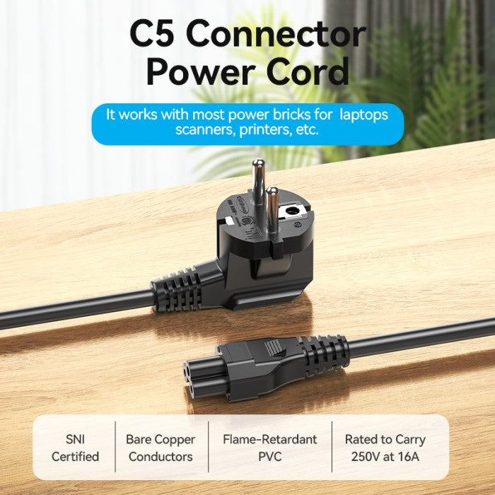 Vention Kabel Power Cord C5 3 Prong 1.8M EU - ZCH