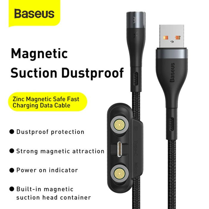 Baseus Zinc 3in1 Magnetic Safe Kabel Charger USB to M+L+C 3A 1m