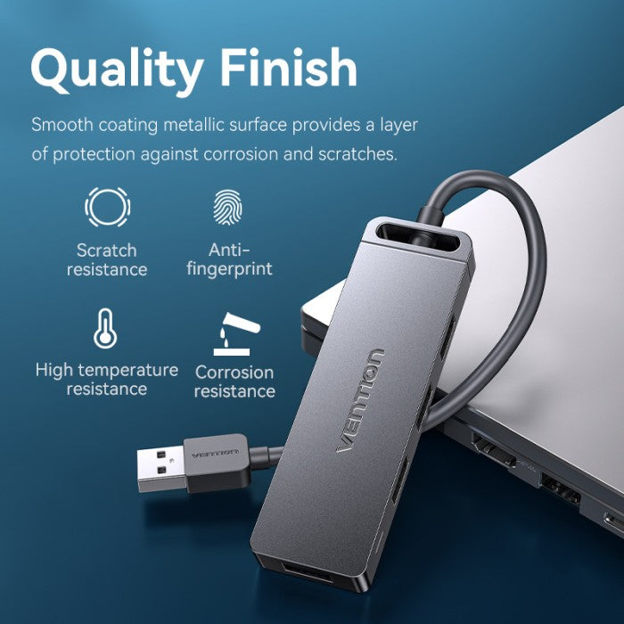 Vention USB HUB 2.0 4 Port With Power Supply 4K 60 Hz 480Mbps - CHM