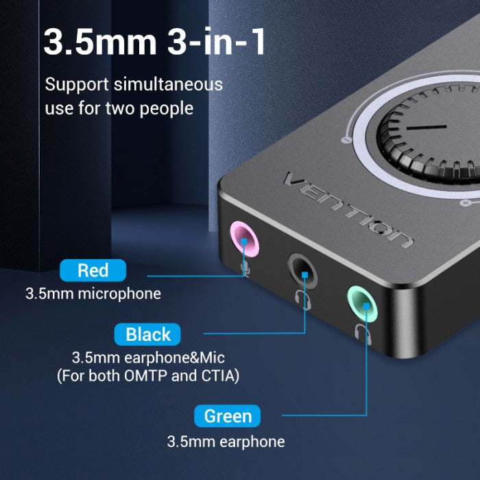 Vention USB Sound Card External Stereo Sound Adapter With Volume Control - CDR