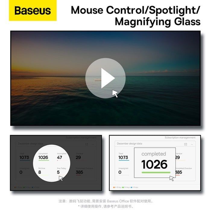 Baseus Orange Dot AI Wireless Presenter Red Laser Charging Grey - WKCD020013