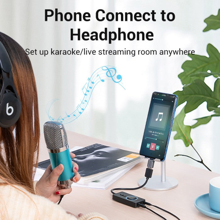 Vention USB Sound Card External Stereo Sound Adapter With Volume Control - CDR