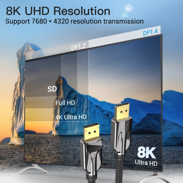 Vention Kabel Displayport DP Male to Displayport Male 1080P 240Hz 8K 60Hz UHD - HCA