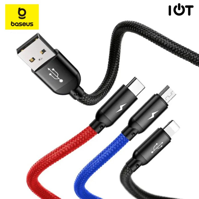 BASEUS Three Primary Colors 3-in-1 Cable USB For M+L+T 3.5A 30CM CAMLT