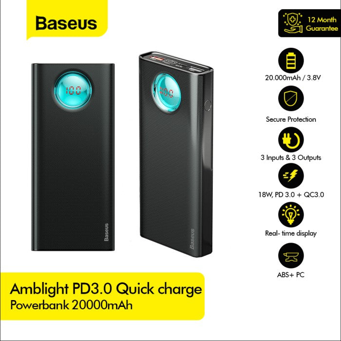 BASEUS Amblight PD3.0 Quick charge powerbank 20000mAh PPALL-L