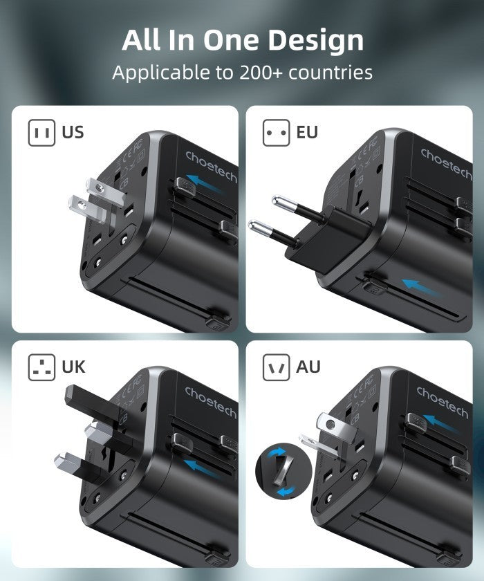 Choetech PD5008 Travel Charger Adapter Universal 30W PD 4 USB Type A/C