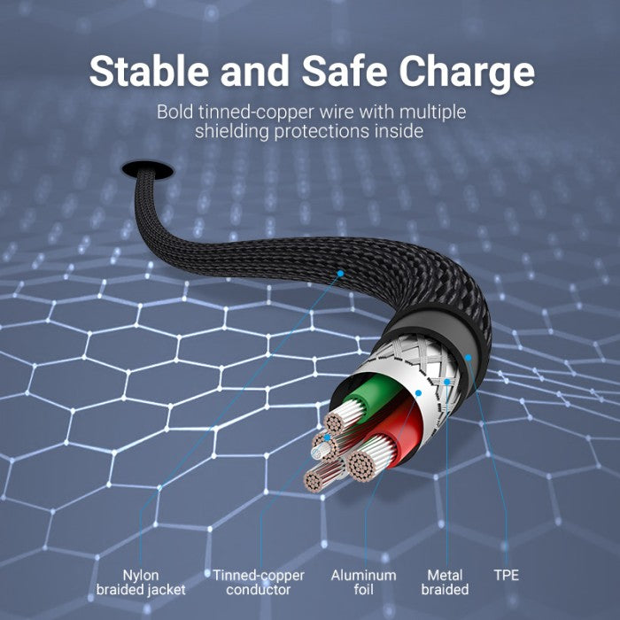 Vention Kabel Charger USB A to Lightning 2.4A MFI Fast Charging Gray - LAB