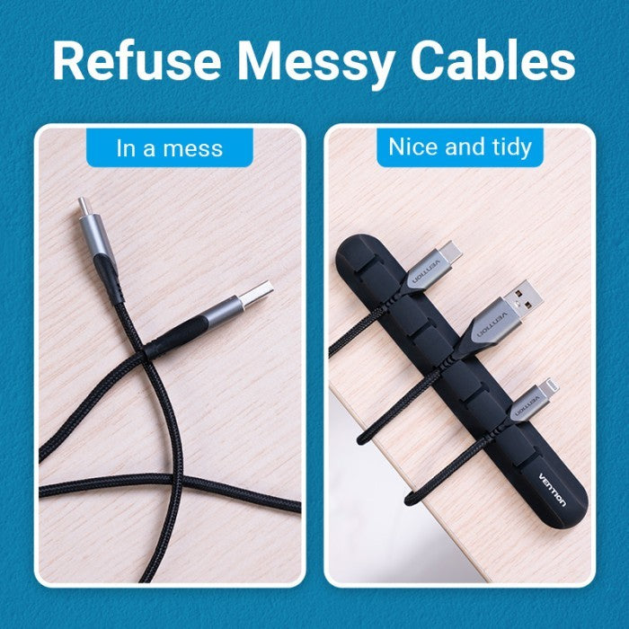 Vention Kabel Manager Organizer Cable Clips Holder For Dekstop 7 Line Ports - KBS