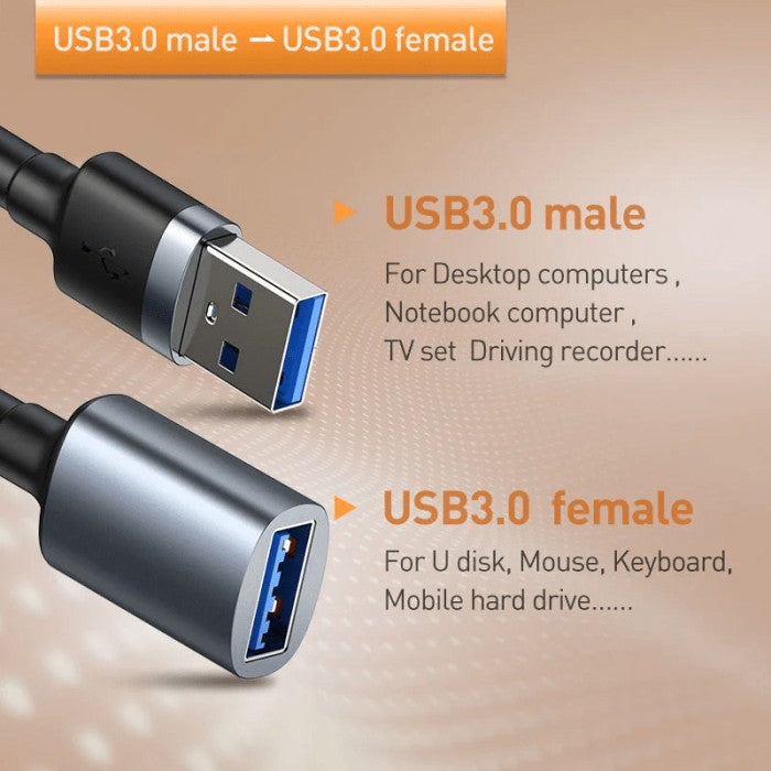 Baseus Cafule Kabel Charger USB Male to USB Female 2A 1m