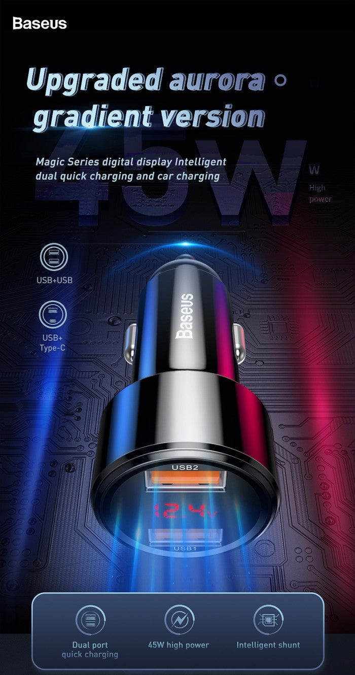 Baseus Car Charging Magic Series PPS digital display (Type-c PD+QC)45W