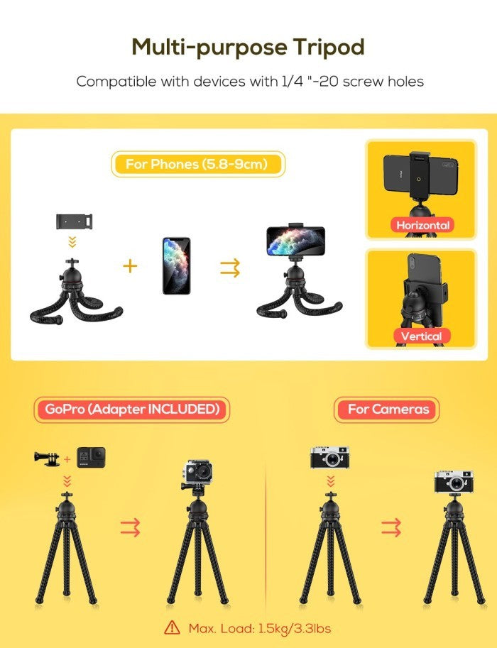 Mpow Flexible Phone Tripod with Bluetooth 5.0 Remote Shutter