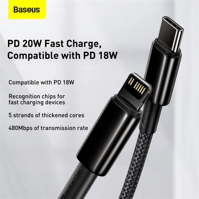 Baseus Tungsten Gold Kabel Charger Type C to Lightning 1M - CATLWJ