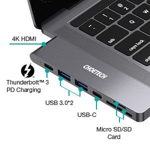 Choetech HUB-M14 HUB Adapter Multi Port 7 in 1 USB-C Thunderbold 4K HDMI USB 3.0