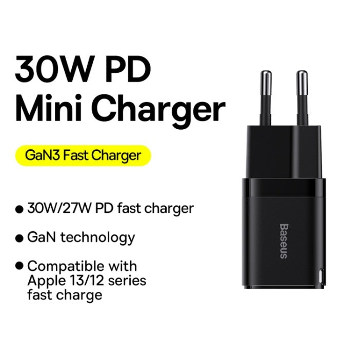 Baseus GAN3 Fast Charger 1C 30W EU Black (CCGN01)