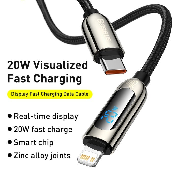 BASEUS Kabel Type-C to iP 20W Display Fast Charging Data Cable CATLSK