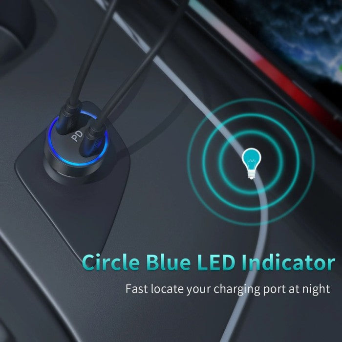 Choetech C0054 Fast Car Charger Dual USB C 36W
