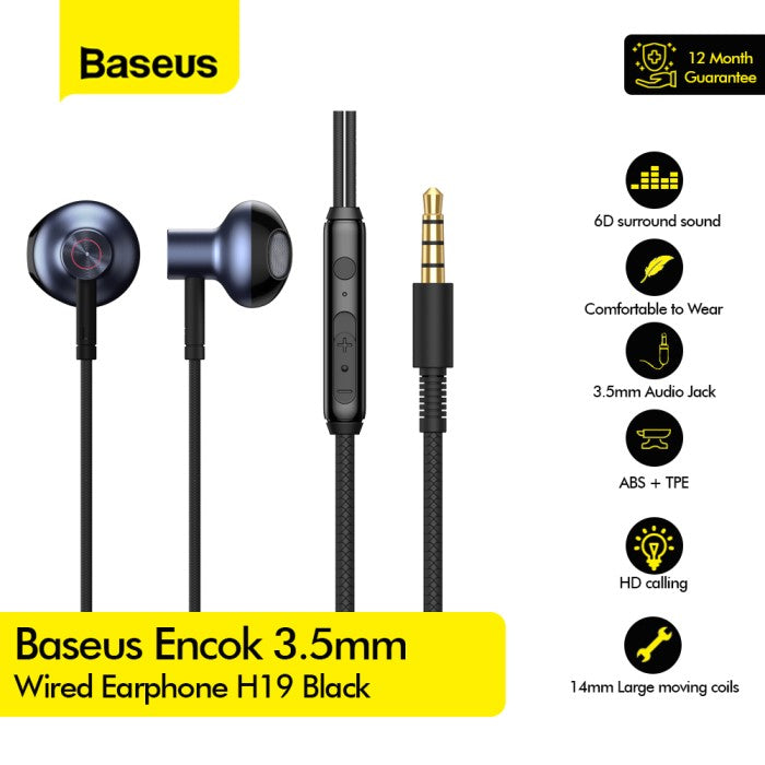 BASEUS Encok 3.5mm Wired Earphone H19 NGH19