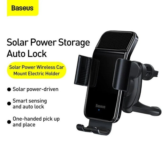 BASEUS Smart Solar Power Wireless Car Mount Electric Holder - SUZG0000